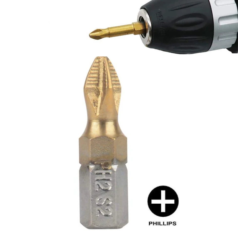 10 Stück PH2 Schraubendreher-Bits – 1/4 Sechskant, 25 Mm, Magnetisch, S2 Titanbeschichtet, Für Akkuschrauber