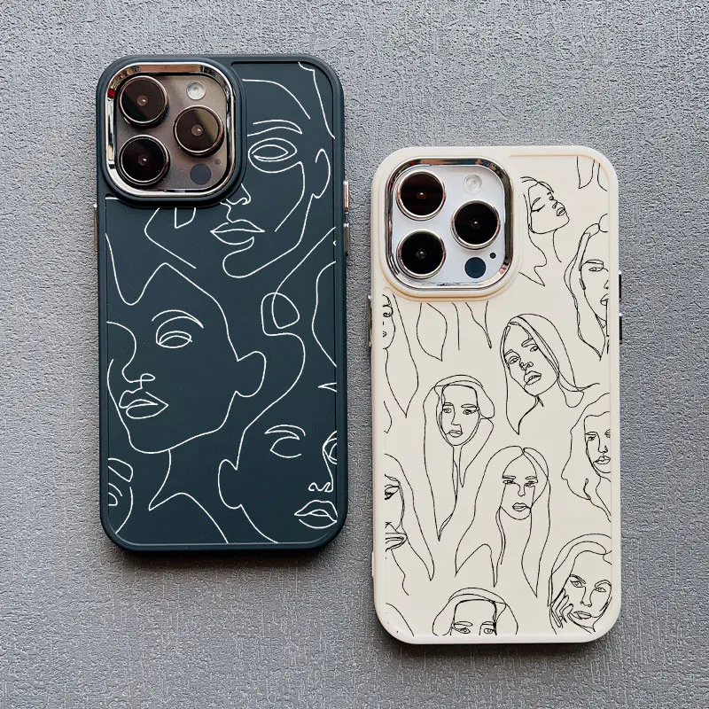Sleek Abstract Geometric Face Art Silicone Phone Case