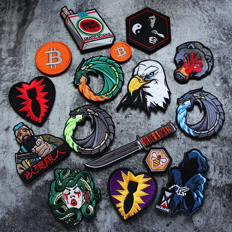 3D Embroidery Creative Gold Coins and Stereo Eagles Armband No Signal Woven With Hook Loop For Backpack Clothing Custom Patch