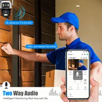 Caméra de surveillance extérieure sans fil WiFi PTZ HD IP 8MP 4G avec carte SIM, double objectif, double écran et suivi automatique pour la sécurité 5