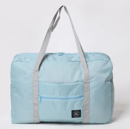 Portable Travel Bags Folding Unisex Large Capacity Women Hand Luggage Business Trip WaterProof light blue(007)