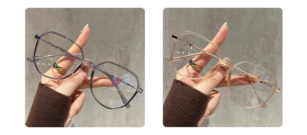 Neue vielseitige ultraleichte Brille mit schlichtem weißem und kühlbraunem Rahmen, großem Rahmen, Anti-Blaulicht-Myopie-Brillengestell MH8926 – Detail 7