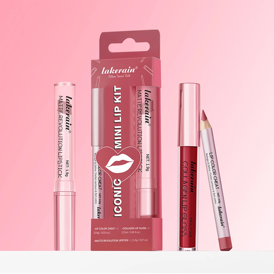 Waterproof Lipstick  Lipliner Set - Long Lasting Matte Mini Makeup 3pcs