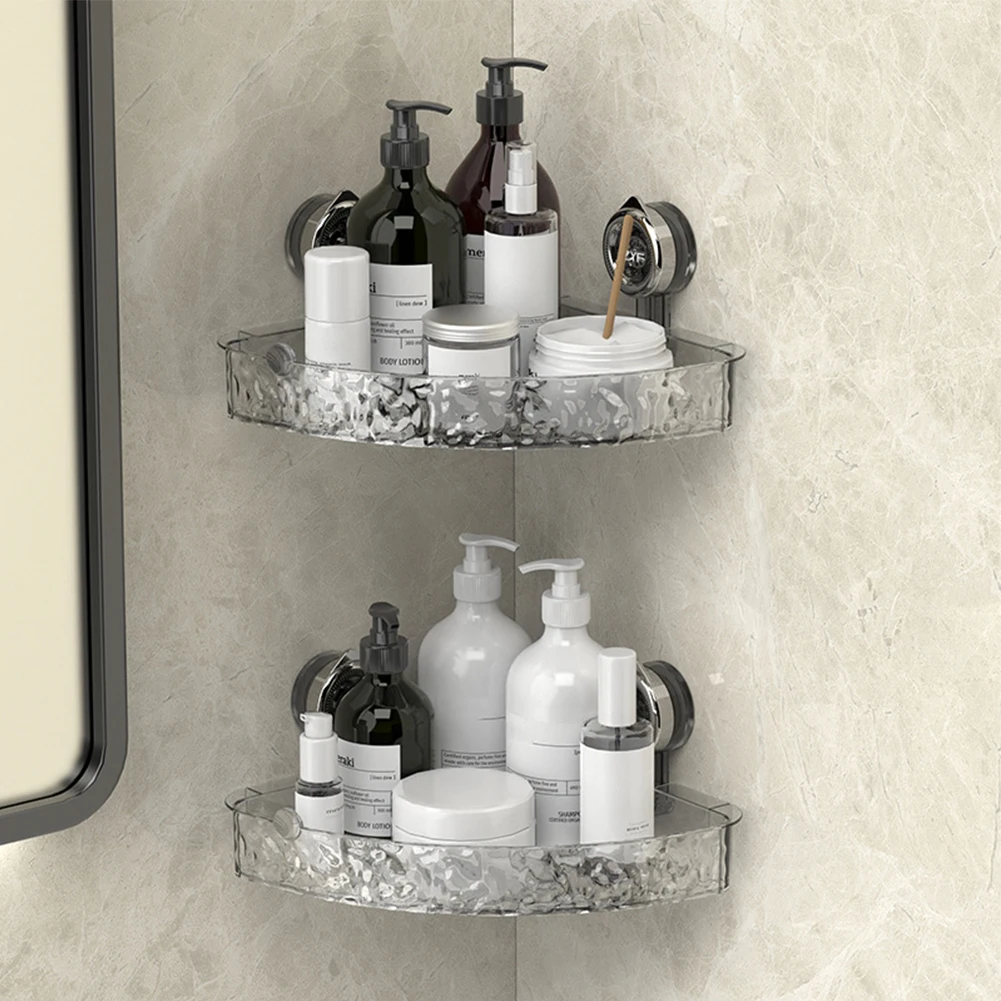 Glacier Pattern Bathroom Shelf Suction Cup Wall Mount Corner Storage Shelves Shampoo Holder Cosmetic Rack Shower Drain Basket Ba 6