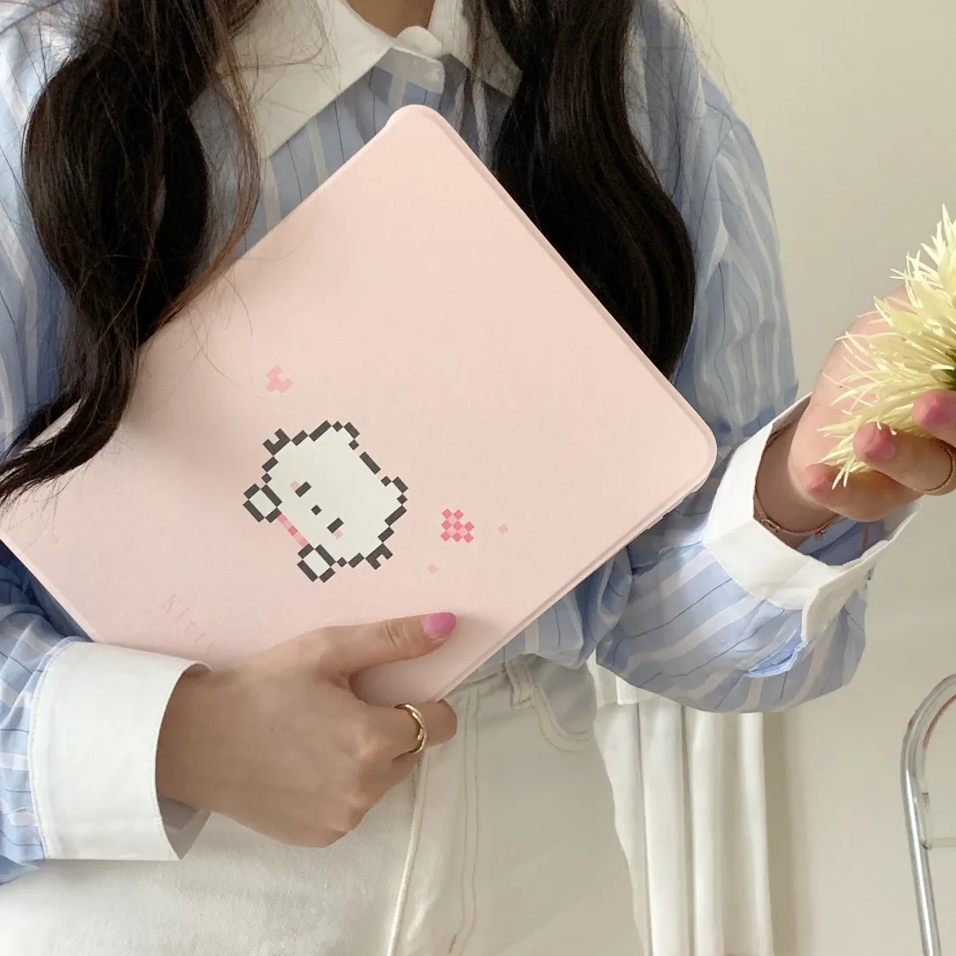 Pixel Cat Case With Pencil Holder for iPad
