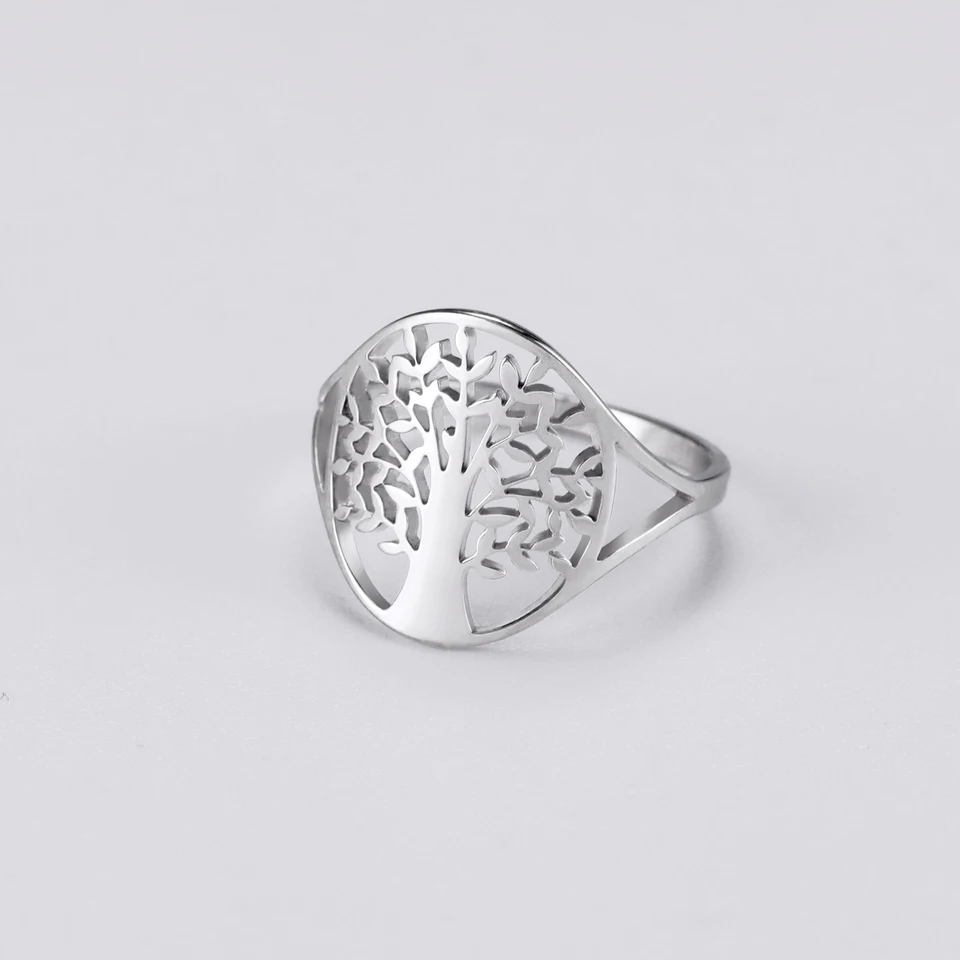 Baum Des Lebens Ring Edelstahl | Verstellbarer Durchbruch Ring | Schmuck Für Frauen & Männer