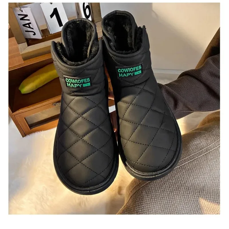 2023 New Short Snow Boots Female Winter Padded Thickened Waterproof Warm Flat Bottom Non-slip Cotton Shoes Chunky Boot