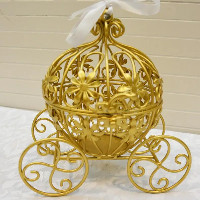 

Estilo europeu arte de ferro ouro abóbora carro casamento adereços cinderela festa decoração e decoração casa