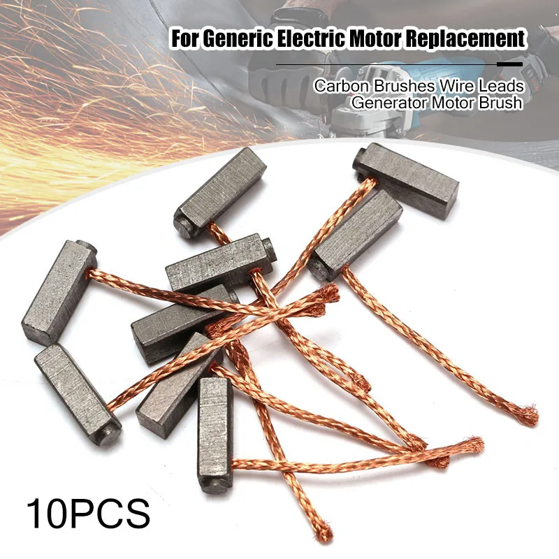 10Pcs/Set 5x6x14mm Carbon Brushes Wire Leads Generator Motor Brush For