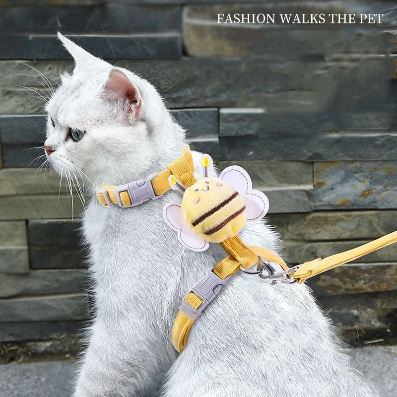 Cat Harness Cute Bee Style Pet Harnesses And Leashes Set Adjustable Harness for Cats Small Dogs Pug Chihuahua Cat Accessories 2