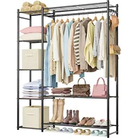 Freestanding Closet Organizers and Storage System with Hanging Rods,Steel Clothing Rack Suitable for Cloakrooms,Bedrooms 1