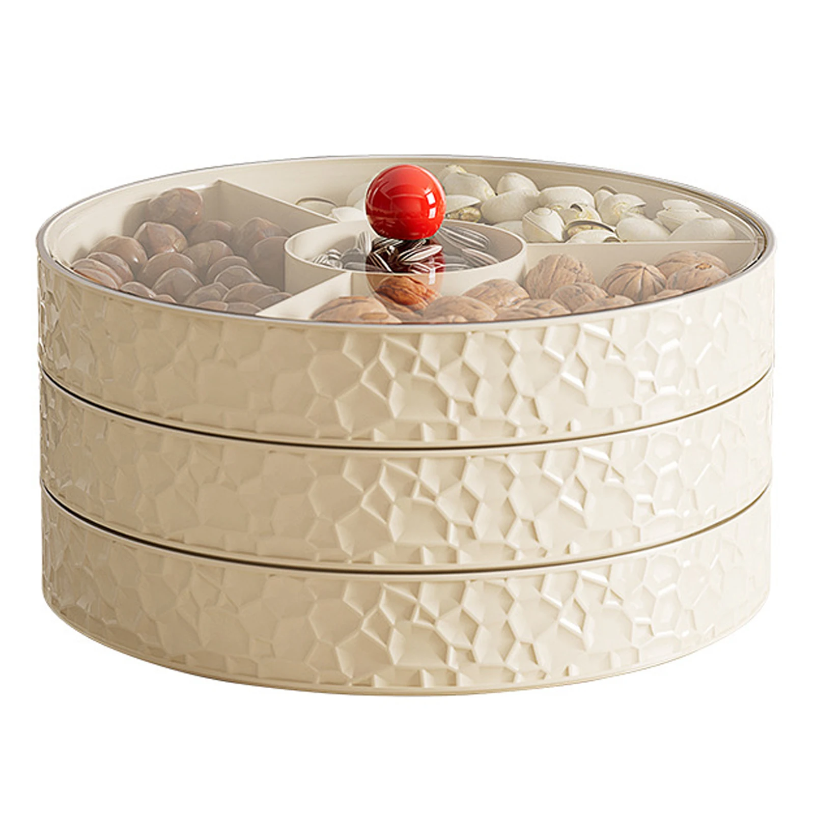 Vassoio da portata con 5 scomparti divisi, contenitori portatili per alimenti con coperchio, manico e coperchio, vassoio riutilizzabile multiuso con divisione, per snack, caramelle, frutta e verdura