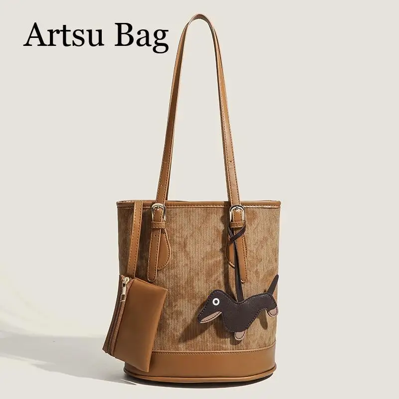 

2024 New Fashion Trendy Retro Bucket Bag Women Versatile Large Capacity Handbag Shoulder Crossbody Tote Bag