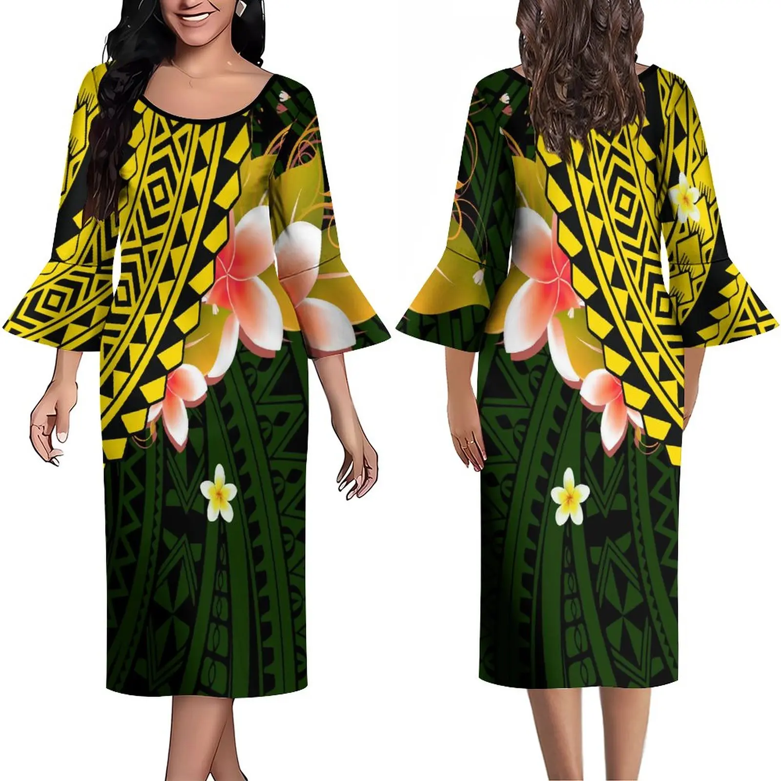 

Polynesian Print Dress Summer Dress Custom Tribal Banquet Party Dress Vintage Art Slim Maxi Dress Ladies Quality Fabric Dress