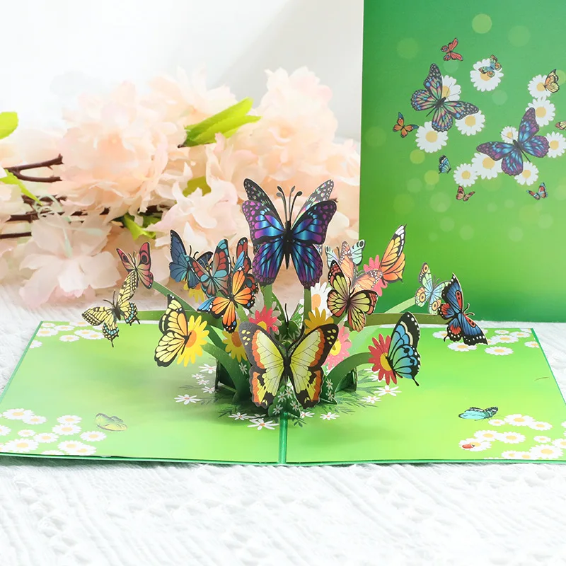 1pc 3D Butterfly Greeting Card for Kids Adult Christmas New Year Birthday Thanksgiving Gift Art Crafts