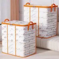 Large Capacity Foldable Storage Bag Transparent Waterproof Clothes Storage Box Dust-proof Zippered PVC Quilts Storage Bag Home 1