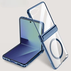 Transparent Acrylic Magnetic Case with Hinge Protection & Screen Protector Cover - Galaxy Z Flip 8 (Blue CiXi)