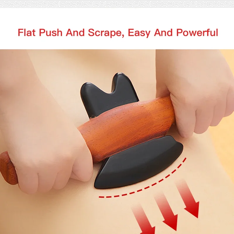 

Hot Stone Guasha Knife Electric Heating Scraper Double Handle Back Spine Shoulder Neck Muscle Relaxation Massager