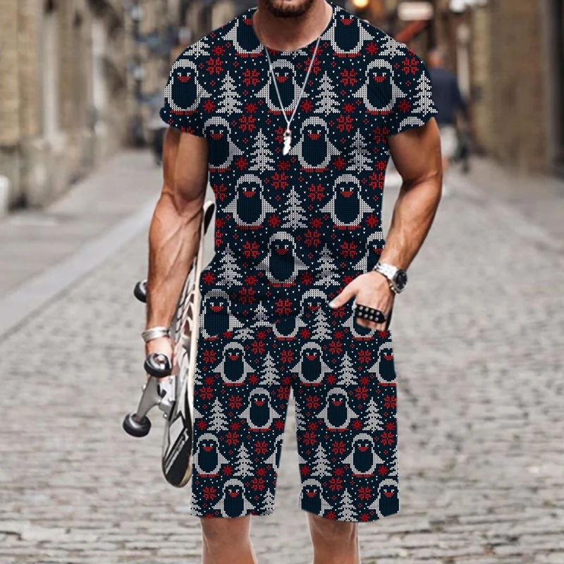 

Fashion Hot Men's T-shirt Set Tops Sportswear 3D Printed Summer O Neck Hip-hop Street Outfit Luxury Casual Funny 2022 New Beach