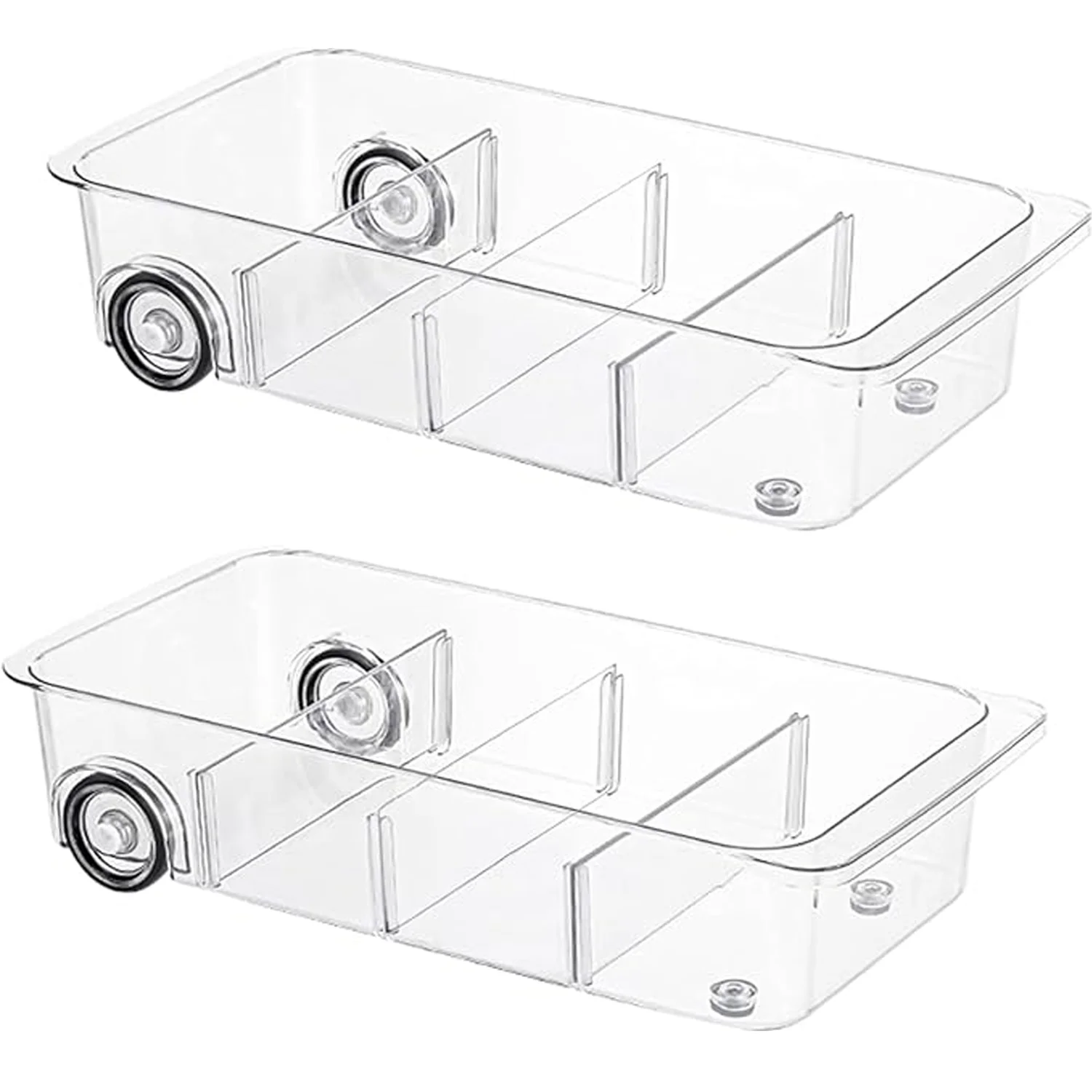 Fridge Organizer on Wheels, Roll Out Refrigerator Drawer Organizer and
