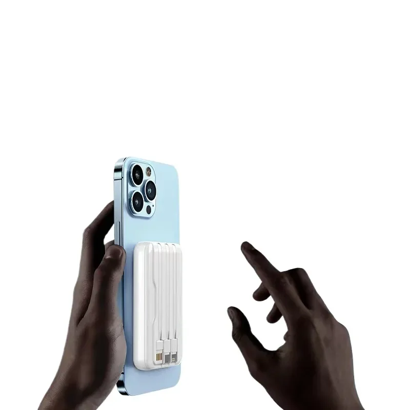 20000mAh 5V 무선 충전 마그네틱 흡착식 휴대용 고속 충전 보조배터리 (내장 케이블 포함)