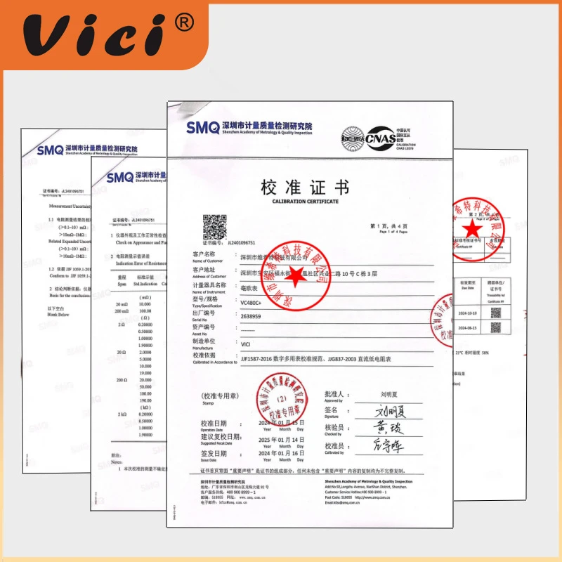 Vici VC480C+ SMQ/CNAS Calibrated Digital Milliohm Meter 0.01m&Omega;-2k&Omega; 4-Wire Tester with Backlight & Data Hold (CAT III 50V) resistance tester