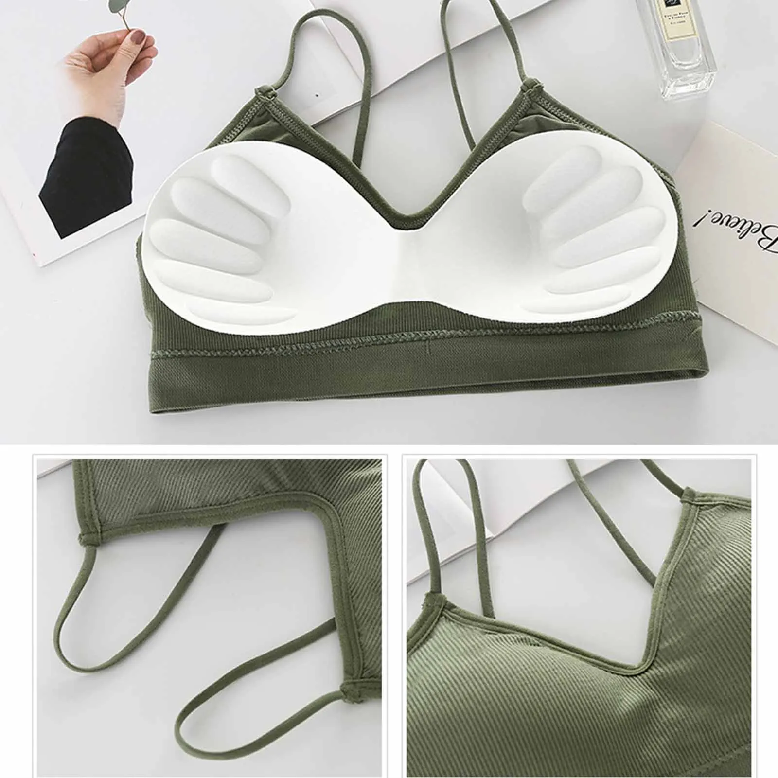 Women Bra Tube Top Seamless Underwear V Back Cropped Top Camis Active Bra Fitness Lingerie Women Bralette with Pad