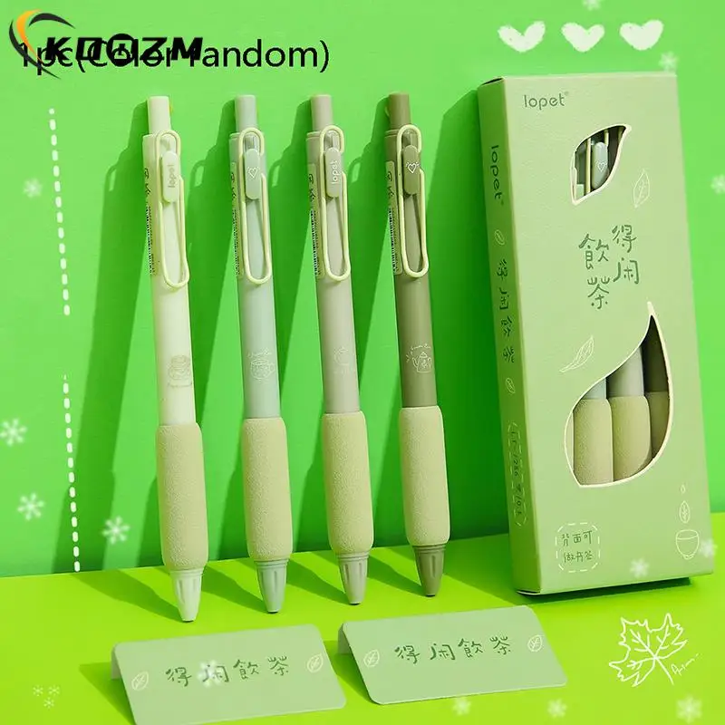 1pc Green Tea Gel Pen Soft Touch Holder 0.5mm Ballpoint Black Color Ink for Writing Office School