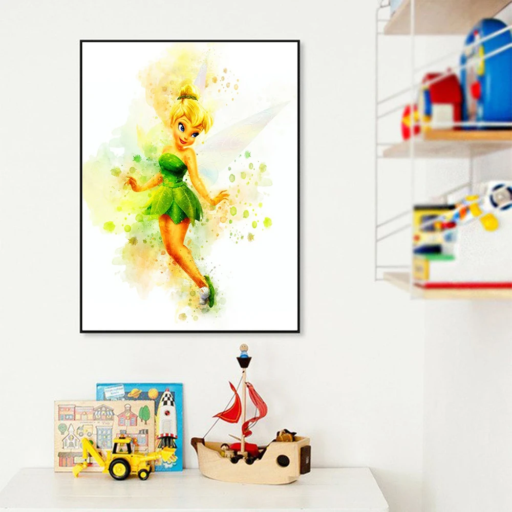 5D Diy Kit Disney Diamond Painting Tinkerbell Princess Diamond Embroidery Mosaic Art Rhinestone Home Kids Bedroom Decor Gift