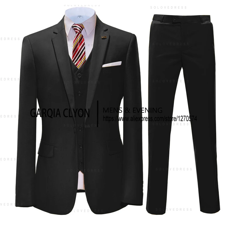 3 Pieces  Mens Suits  BusinessNotch Lapel Slim Fit Style Classical Wedding Blazer Vest  For Wedding（Blazer+Vest+Pants）
