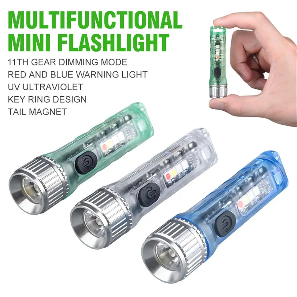

Mini Flashlight LED Multi-function Waterproof Flashlight Portable Powerful Waterproof Magnetic Warning Camping Light New