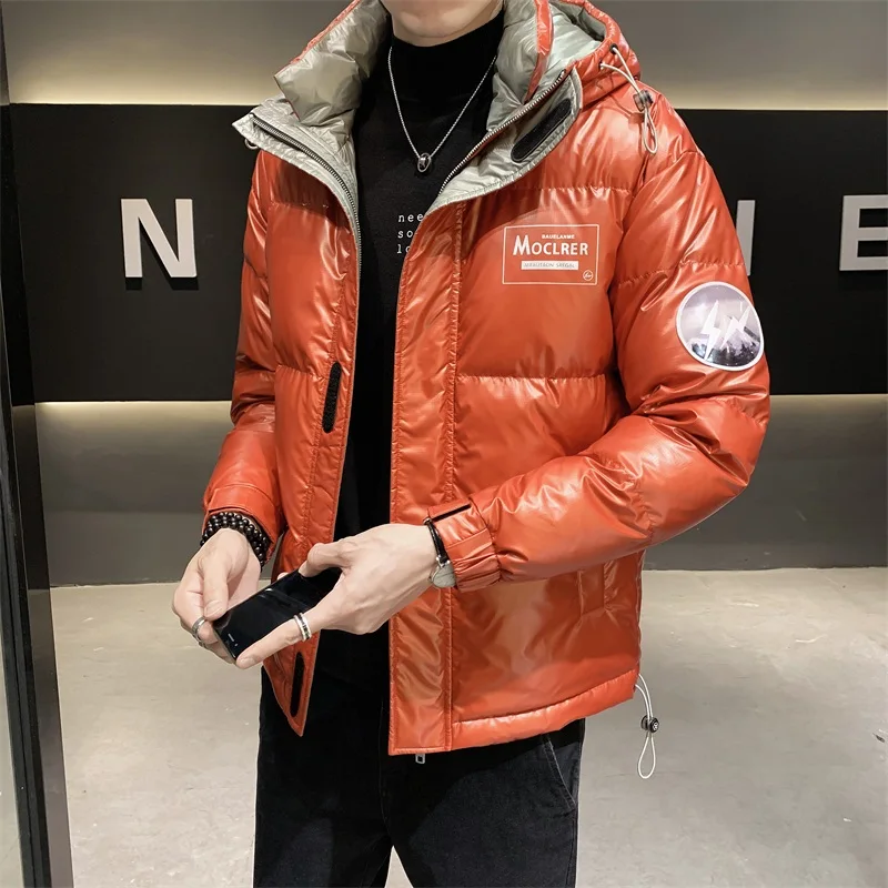 Winter New Handsome Shiny Fashion Thick Warm and Loose Comfortable Hooded Men's down Jacket