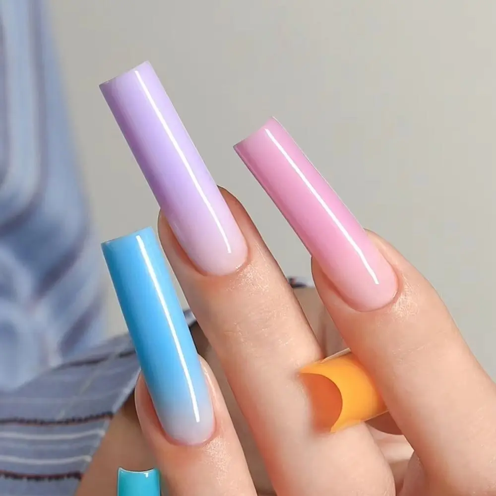 150pcs Coffin Shape Sandwich Nail Forms Almond Shape Natural Clear Double-Sided Fake Nails Clear Extension No-Trace False Nails