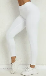 Women's High-Waist Seamless Yoga Pants - Fitness & Workout Leggings - L (Elegant White)