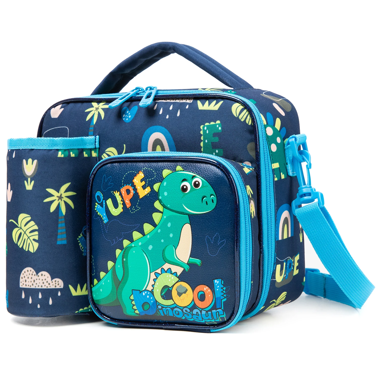 Kids Lunch Bag for Boys with Water Bottle Holder School Insulated Lunch Bags for kids with Multiple Zippered Pocket