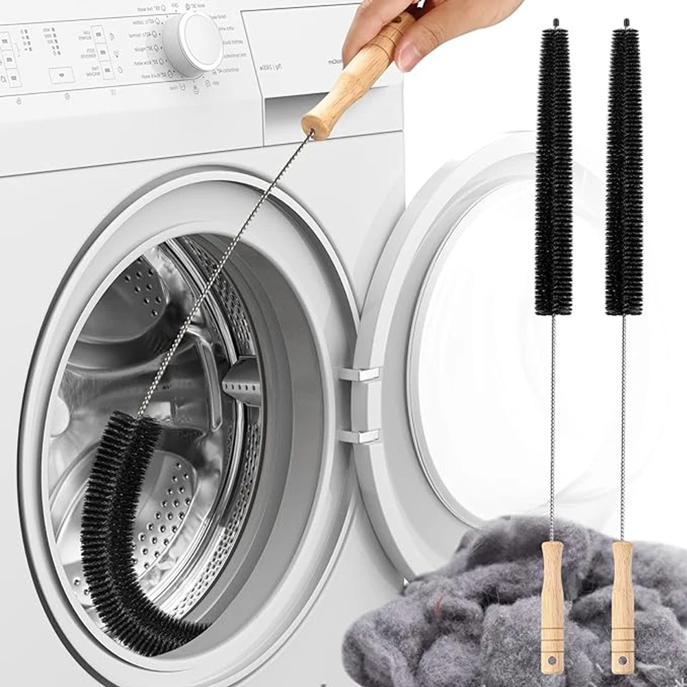 2PCS Crevice Cleaning Brush Long Flexible Dryer Vent Cleaner Kit Washing Machine With Wood Handle Cleaning Brushes Radiator Tool