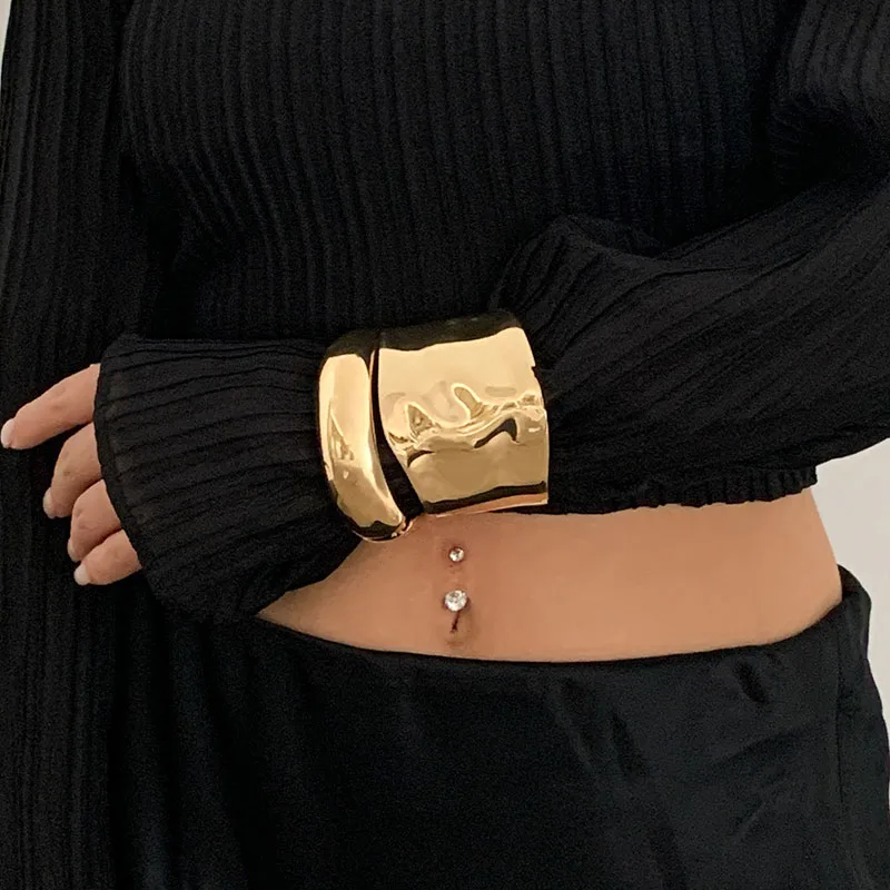 Punk Hip Hop Heavy Metal Spring Bangles Exaggerated Vintage Fashion Gold Silver Color Bangles Women Bracelets Jewelry Gifts