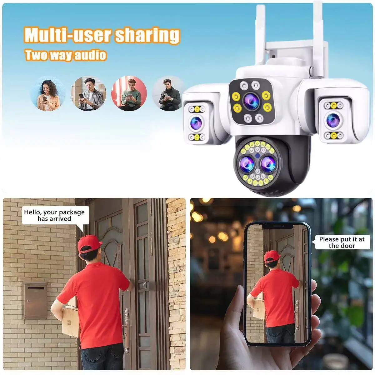 20MP WiFi IP Camera HD Three Screens Security AI Auto Detect Wireless Surveillance Cameras Onvif 10X Zoom Baby Monitor YOOSEE 5