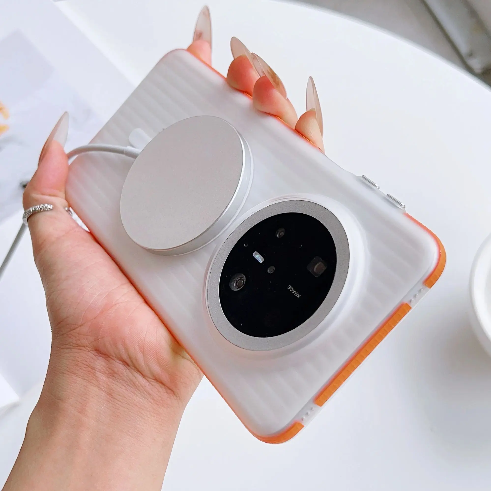 Magnetic Transparent Frosted Stripe Case with Corrugated Design