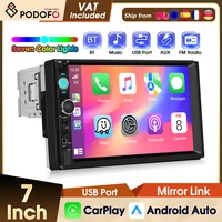 Autoradio Podofo 10,4'' pivotant manuellement 1DIN, Carplay sans fil, Android Auto, lecteur multimédia de voiture, Mirror Link, BT, radio FM/RDS, égaliseur 1