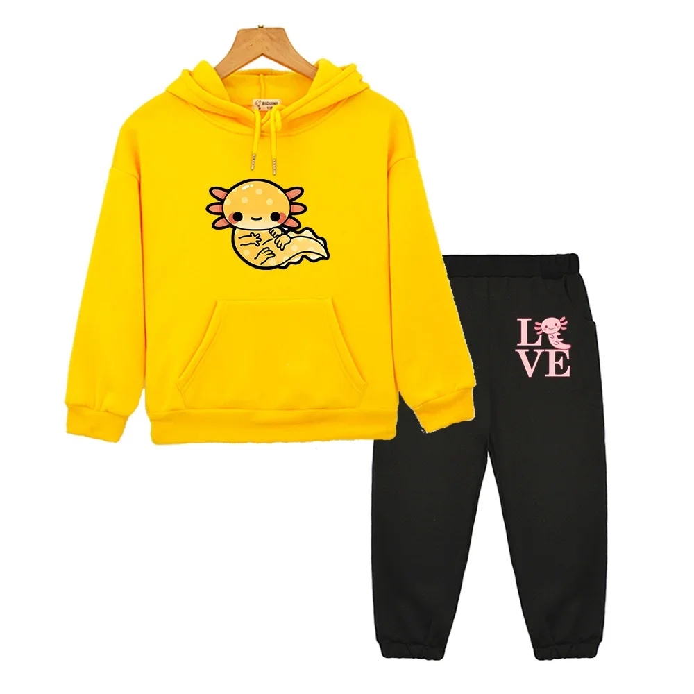 

Golden Axolotl Salute Harajuku Funny Hoodies Women Ullzang Cute Korean Style Autumn Winter Kawaii Sweatshirt 90s Hoody Kids Sets