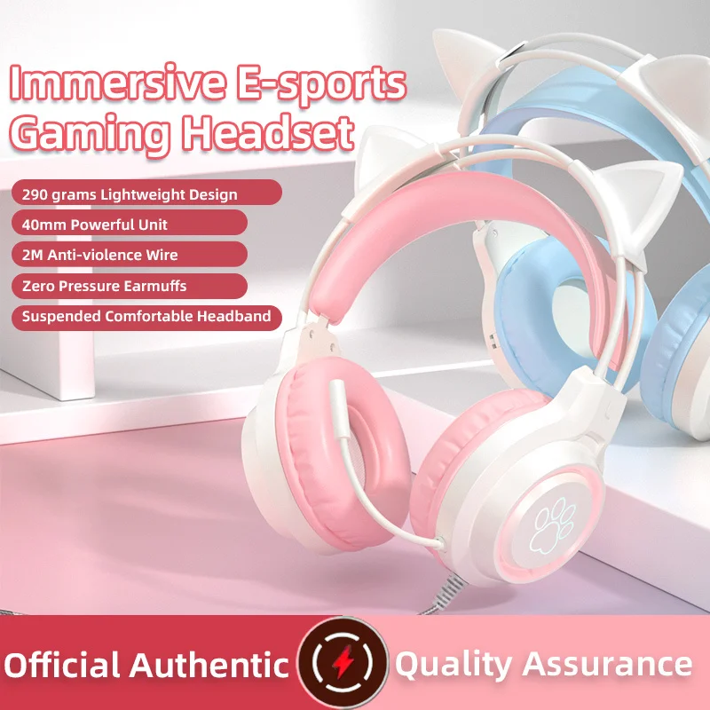 

Wired LED Gaming Headset with Mic Over-Ear Gamer Headphones Surround Sound with Mic for PC Computer Laptop PS4 PS5 XBox Switch