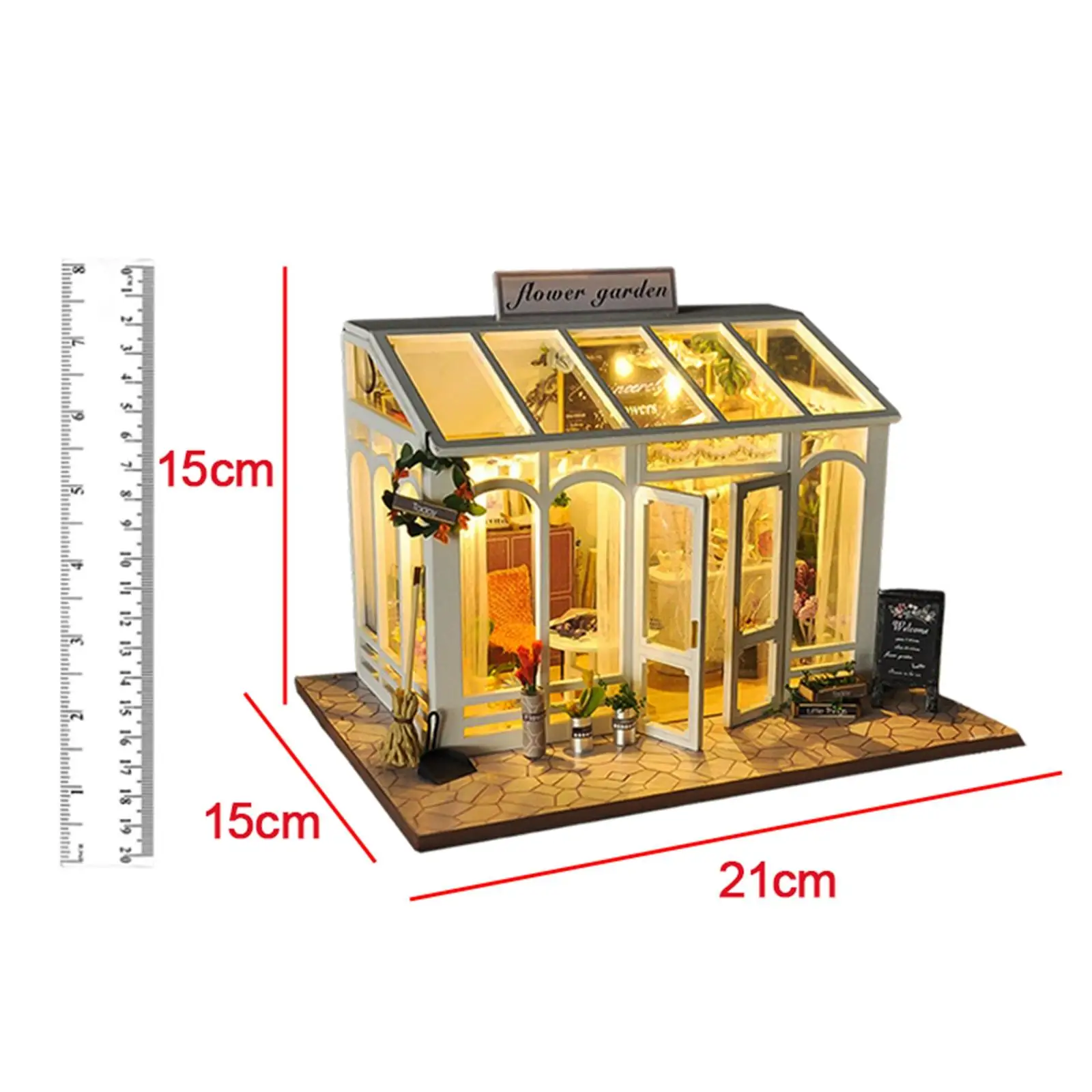 수제 미니어처 키트 인형 집, 꽃 정원 집, 3D 빌딩 퍼즐