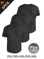 3PCS Plus T Shirt for Men's Big and Tall Shirts Men's Ultralight Quick Dry Sport T-Shirt 2XL/3XL/4XL/5XL/6XL 2