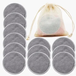 Reusable Makeup Remover Pads with Laundry Bag - 12PCS Skincare Essentials (Gray)