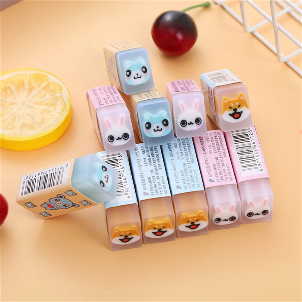 Pencil Eraser Student Eraser Durable Simple Stylish Easy Carry Bright Colors Art Supplies Fruit Scented Lovely Safety Material