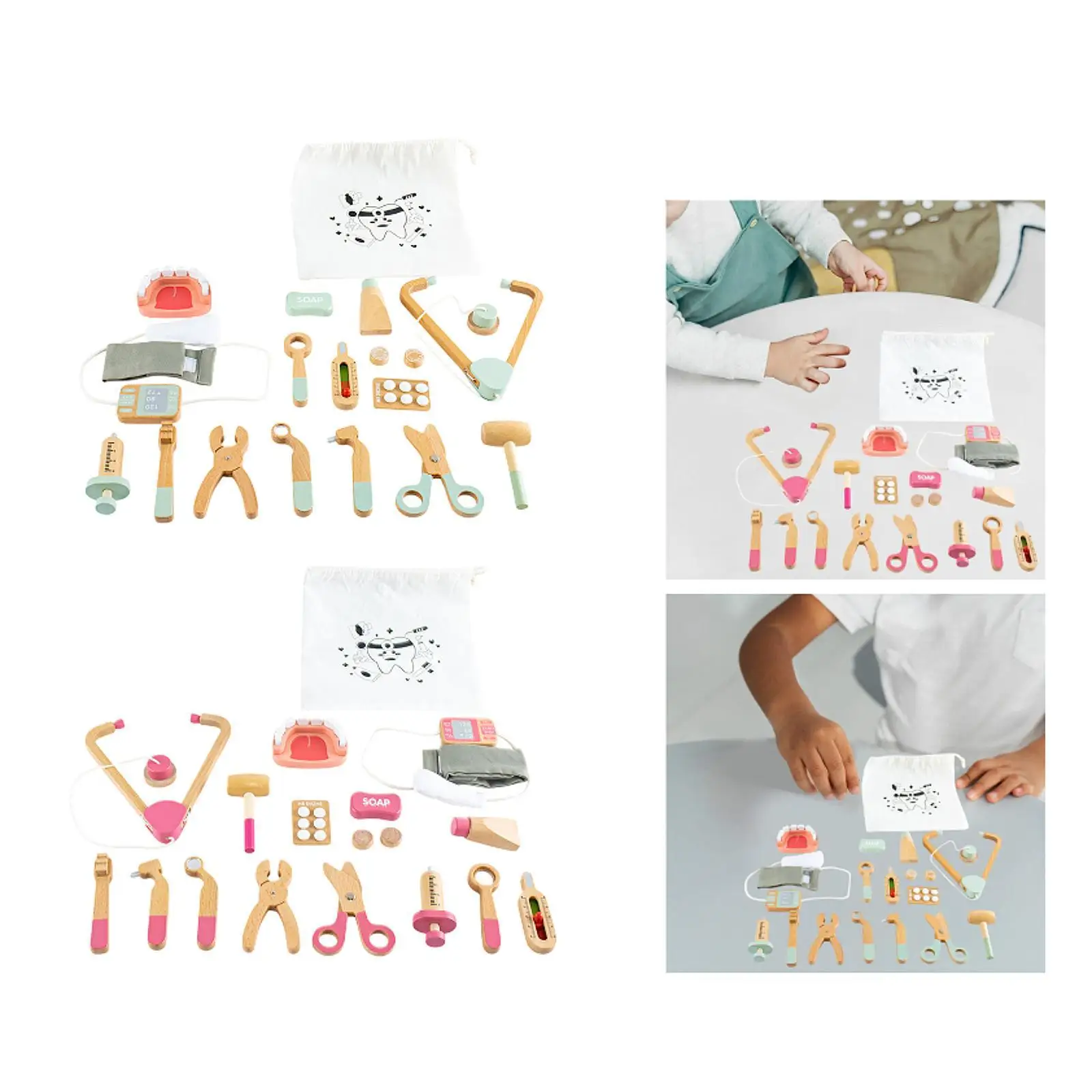 17Pcs Doctor Kits for Kids Learning Toy Realistic Motor Skills Pretend Play Doctor Set for Toddlers Boys Girls Birhtday Gift