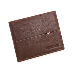 Men's Slim Wallet - Stylish Zipper Design, Card & Photo Holder, Coin Pocket - Premium PU Leather (Brown)