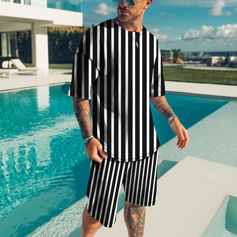 

Summer Casual Shorts and T Shirt Set for Men 3D Playing Cards Printing Fashion Male Clothes Tracksuit Funny Beach Sportswear