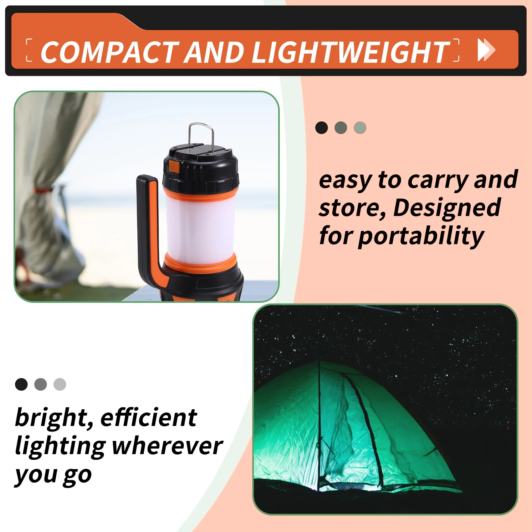 BAAU LED Lantern Camping Flashlight Rechargeable Waterproof Searchlight Outdoor Emergency Multi-Function Searchlight,C